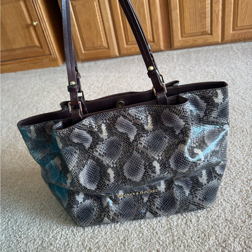 Dooney & Bourke Gray Snake Print Tote Bag